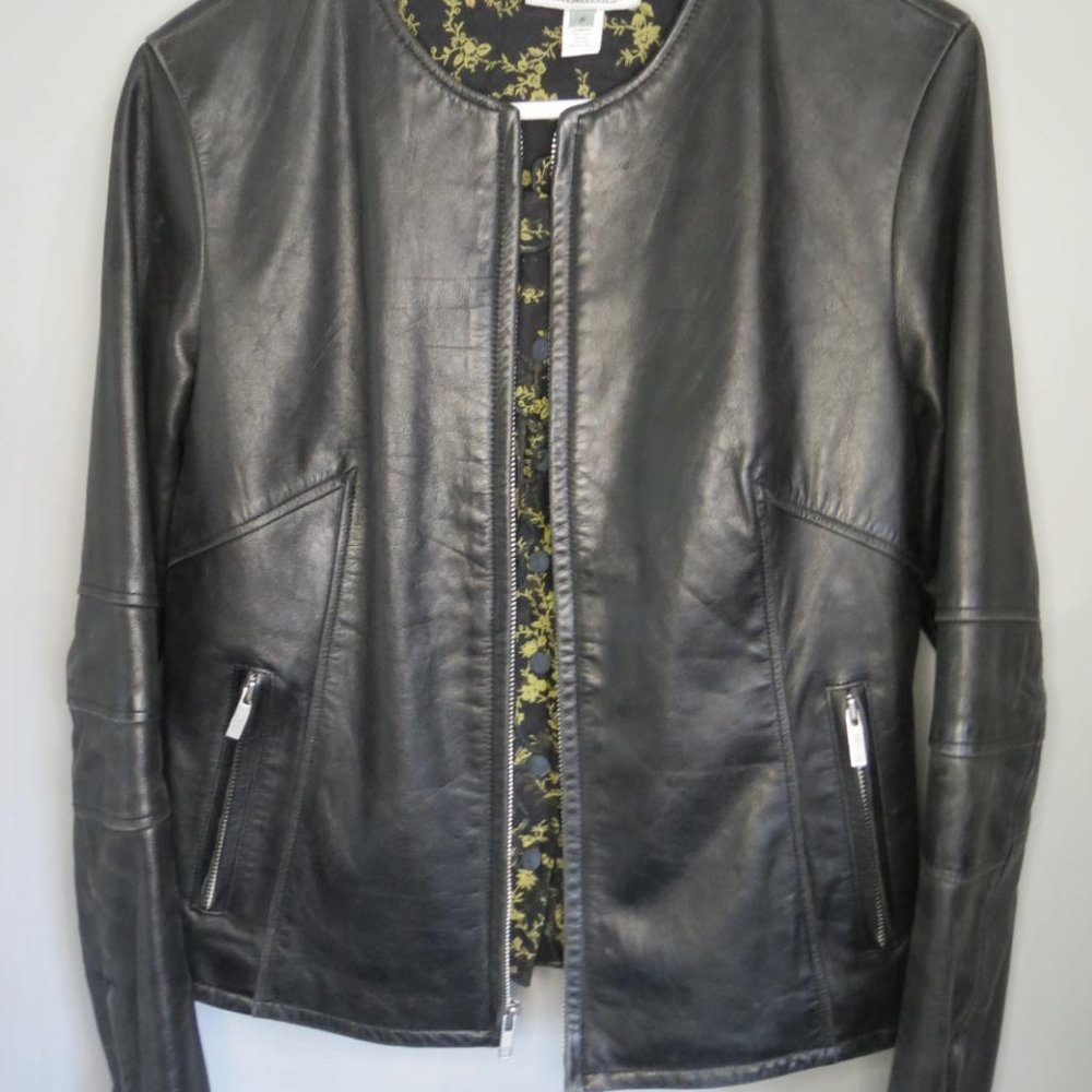 LEVI'S - VINTAGE - 1990'S STA-PREST LEATHER JACKET - SIZE MED - Picture 2 of 13